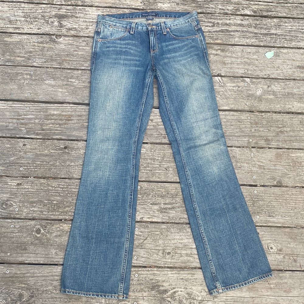 Ralph Lauren 🏇dungarees flare w/ embroidery 🧵on back pockets size 28